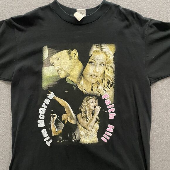 Vintage Faith Hill Rap Tee Shirt Mens Large Tim McGraw WCW Tag 90s Rare Black - Picture 3 of 13